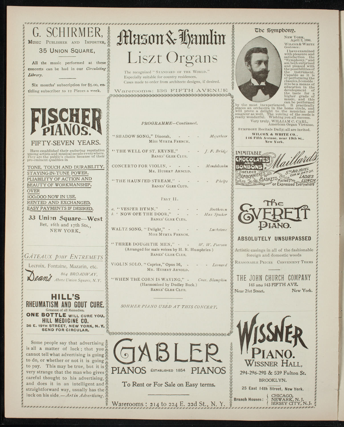 New York Banks' Glee Club, April 21, 1897, program page 6