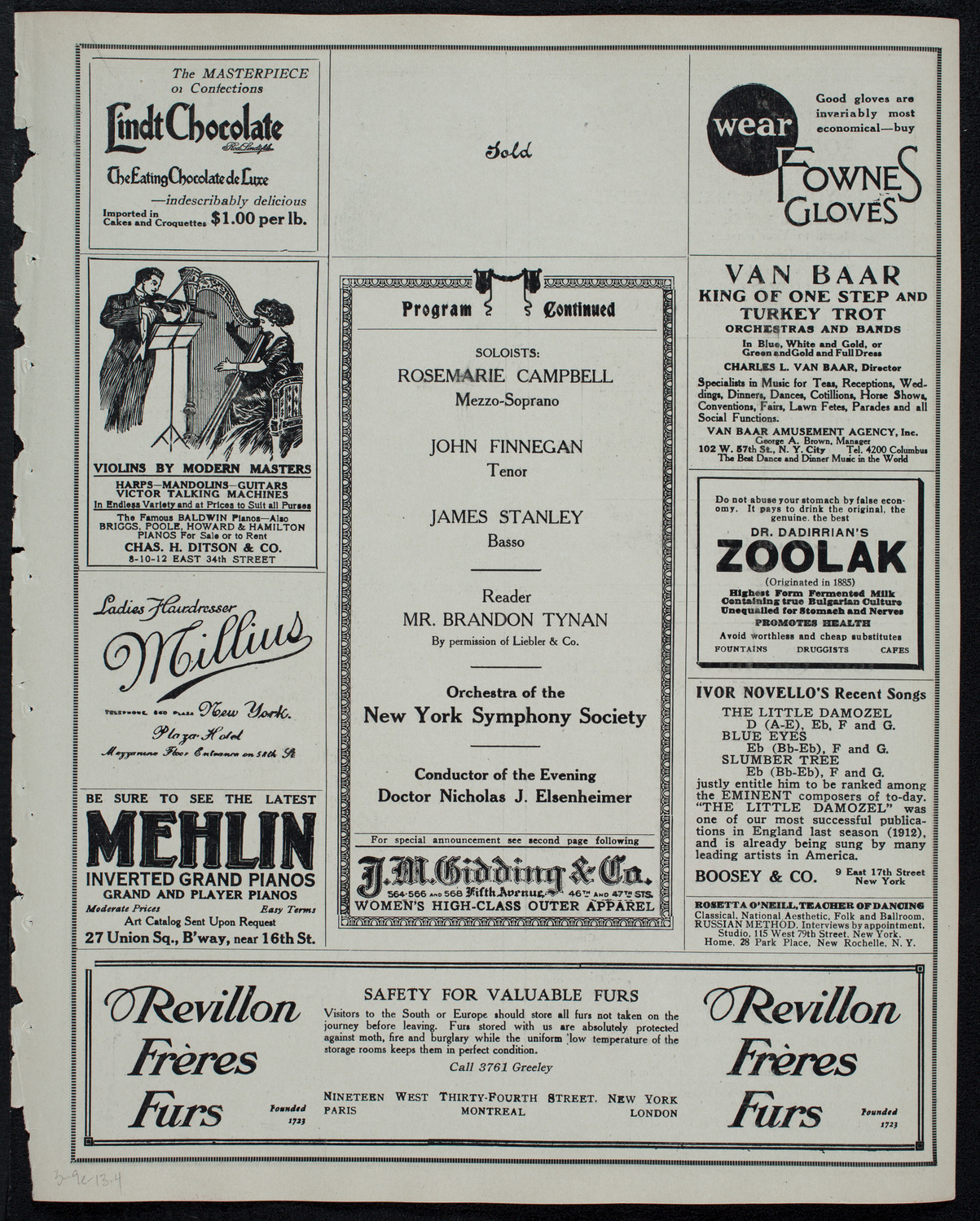 Catholic Oratorio Society, March 9, 1913, program page 7
