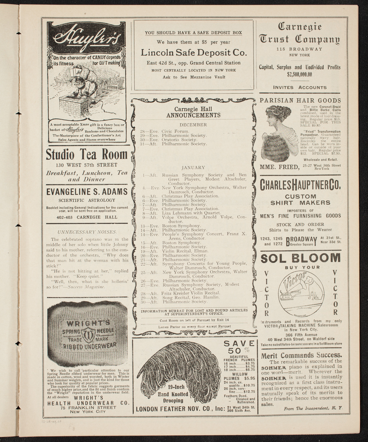 Oratorio Society of New York, December 28, 1909, program page 3