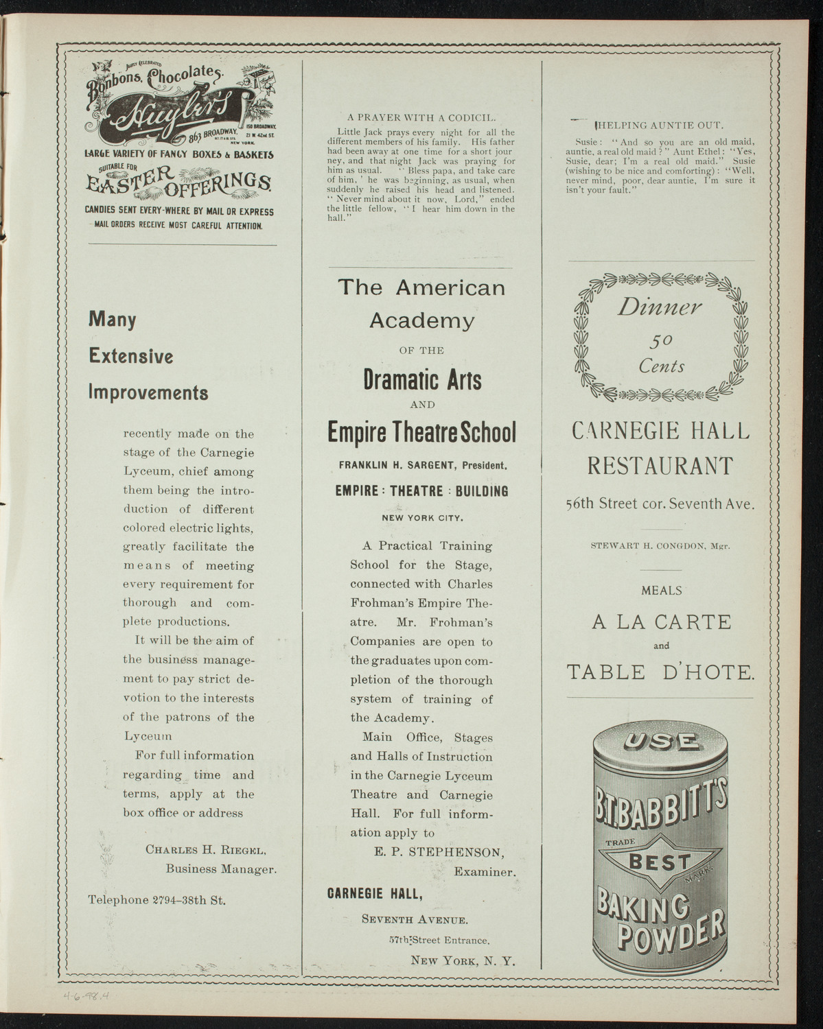 Virgil Piano School Student Recital, April 6, 1898, program page 7