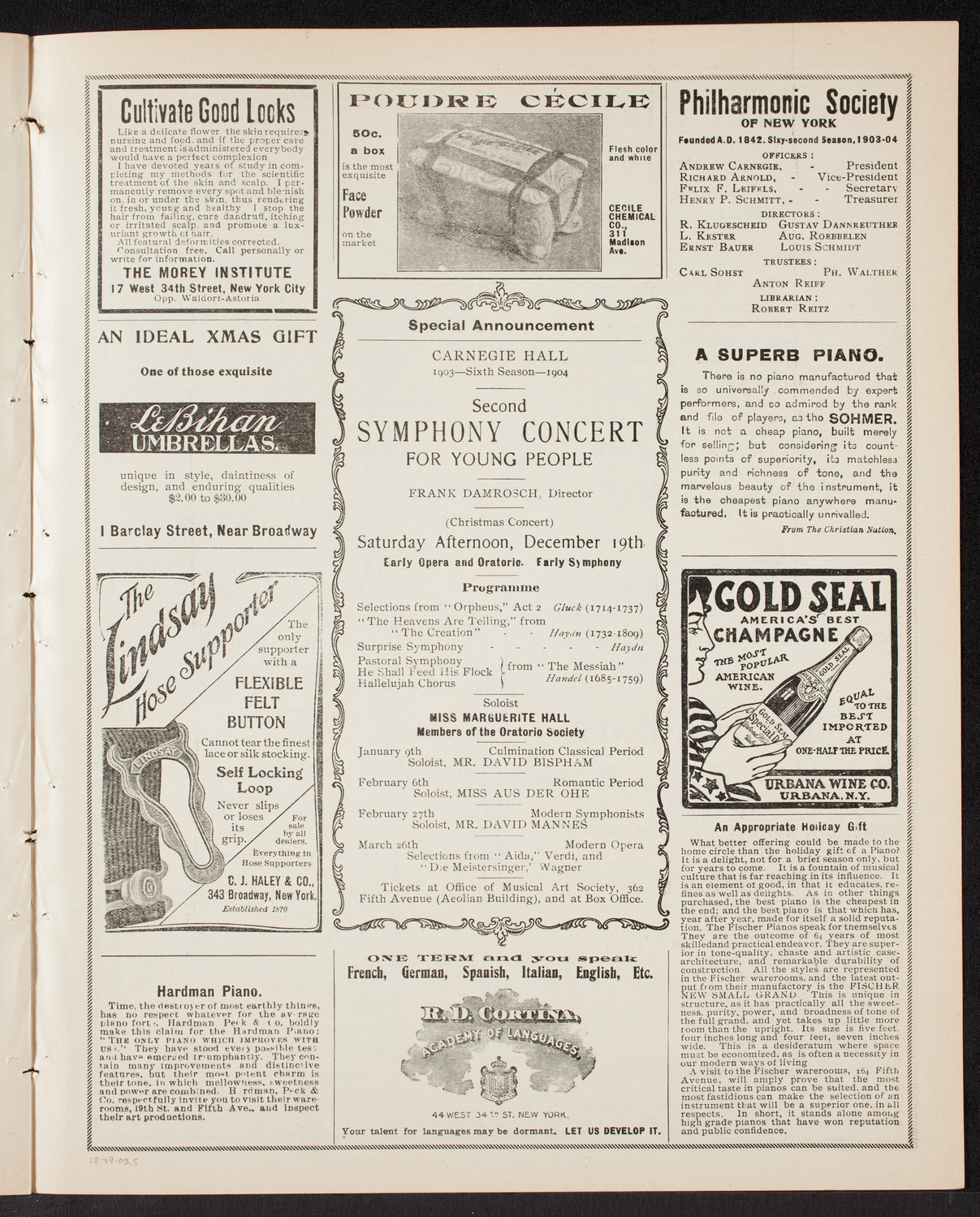 Musical Art Society of New York, December 17, 1903, program page 9