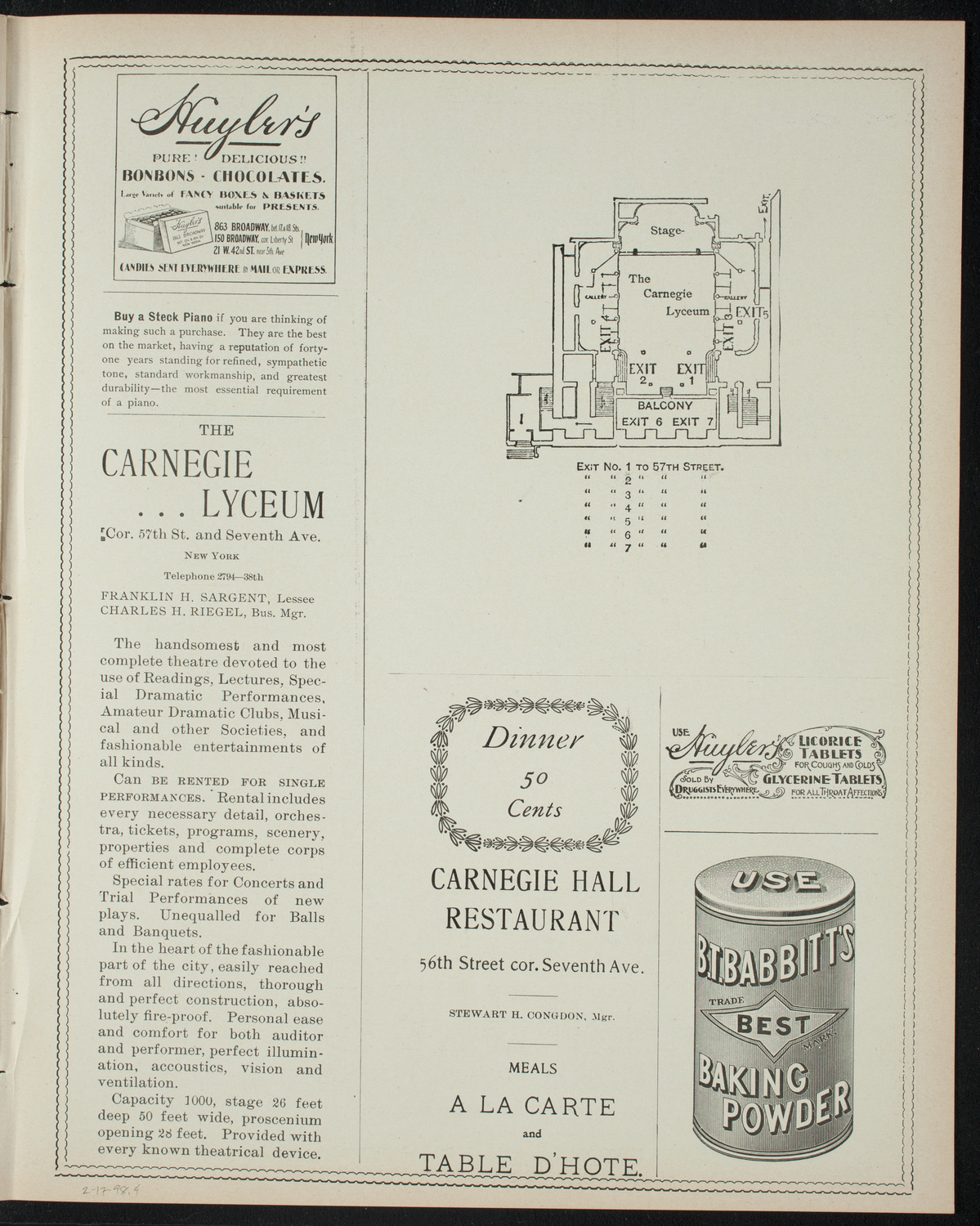 Amateur Comedy Club, February 17, 1898, program page 7