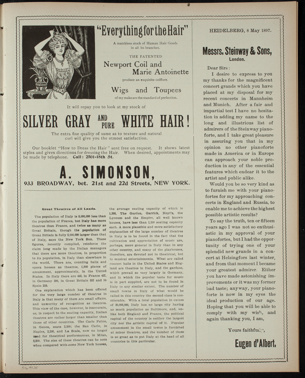 New York Banks' Glee Club, May 16, 1899, program page 5