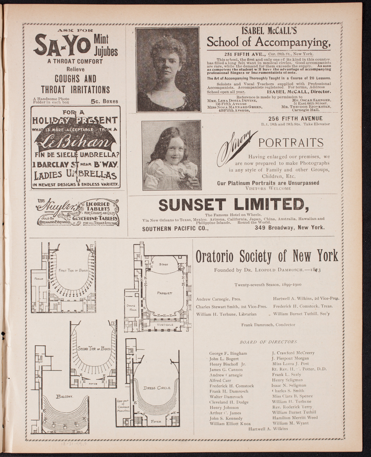 Musical Art Society of New York, December 21, 1899, program page 3