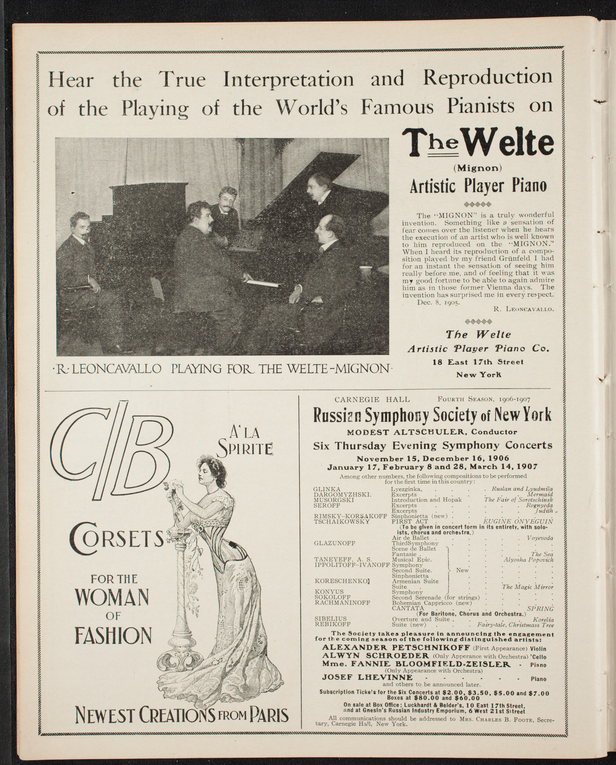 Ruggero Leoncavallo and La Scala Orchestra, October 10, 1906, program page 8