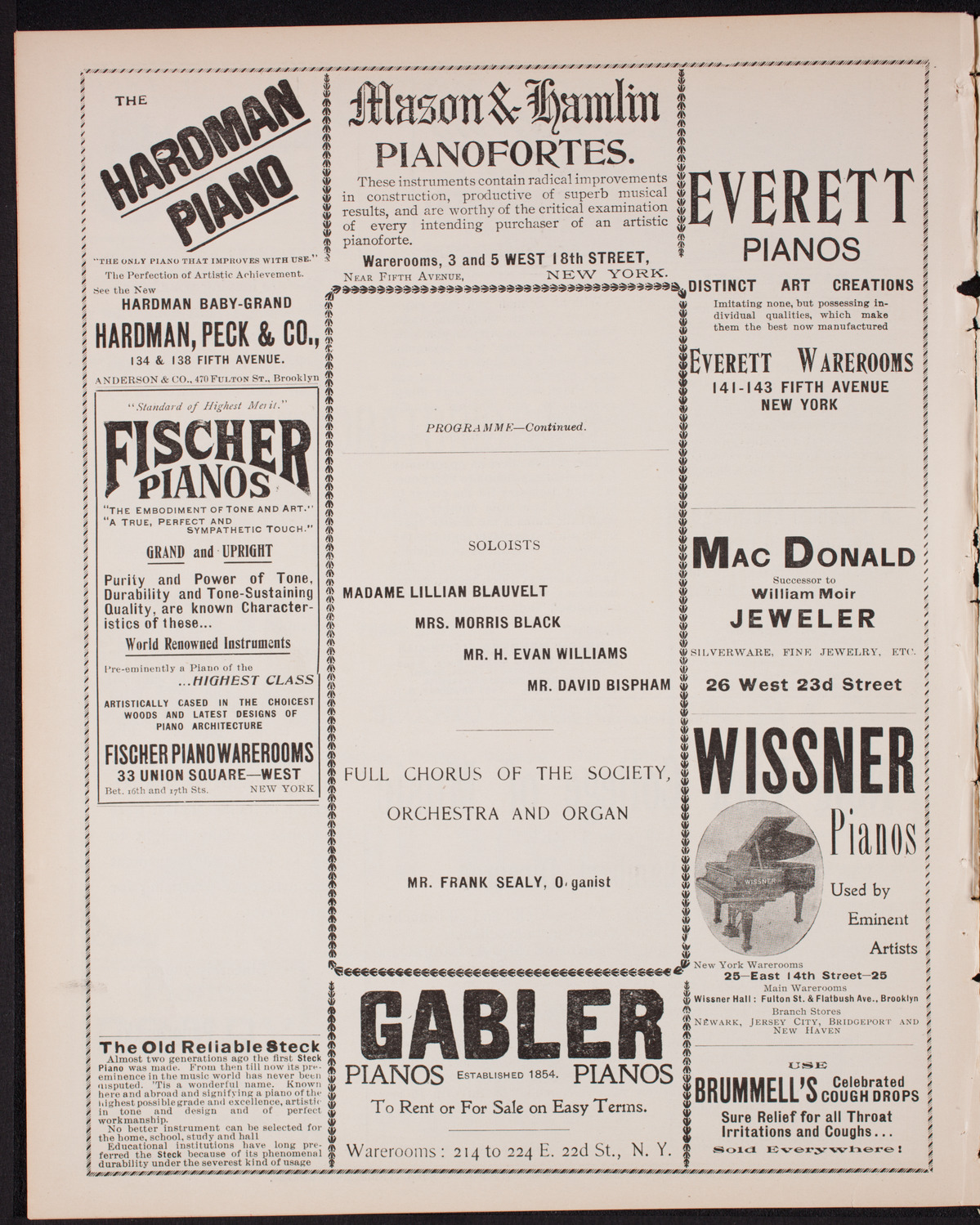 Oratorio Society of New York, December 27, 1900, program page 6
