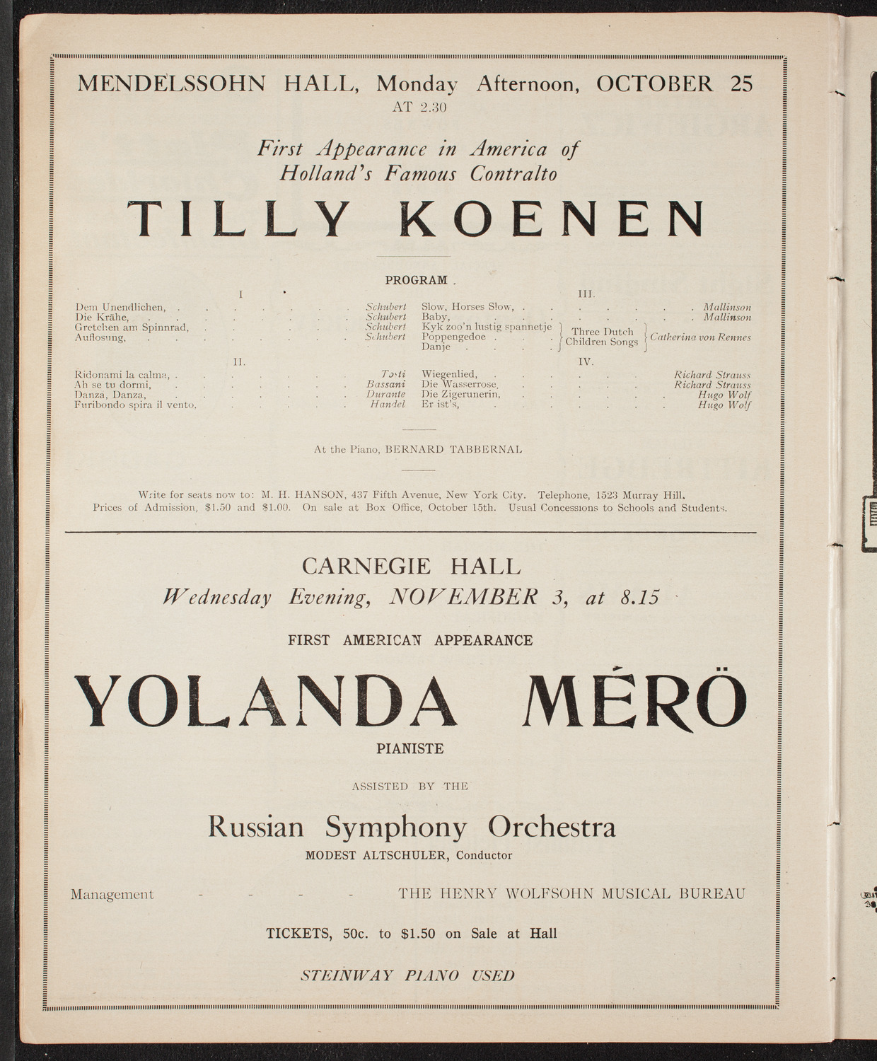 George Hamlin, Tenor, October 17, 1909, program page 10