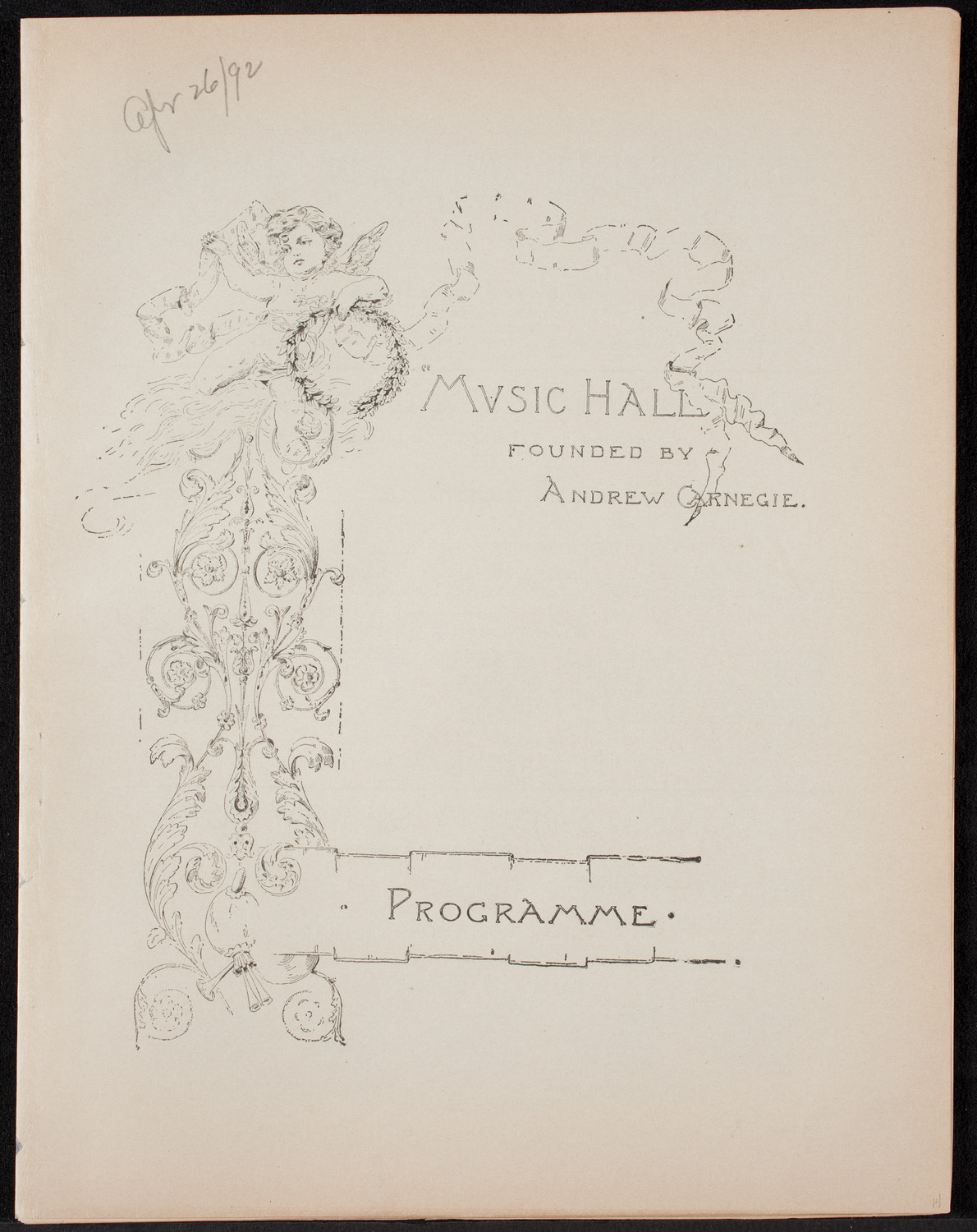 Metropolitan Musical Society, April 26, 1892, program page 1