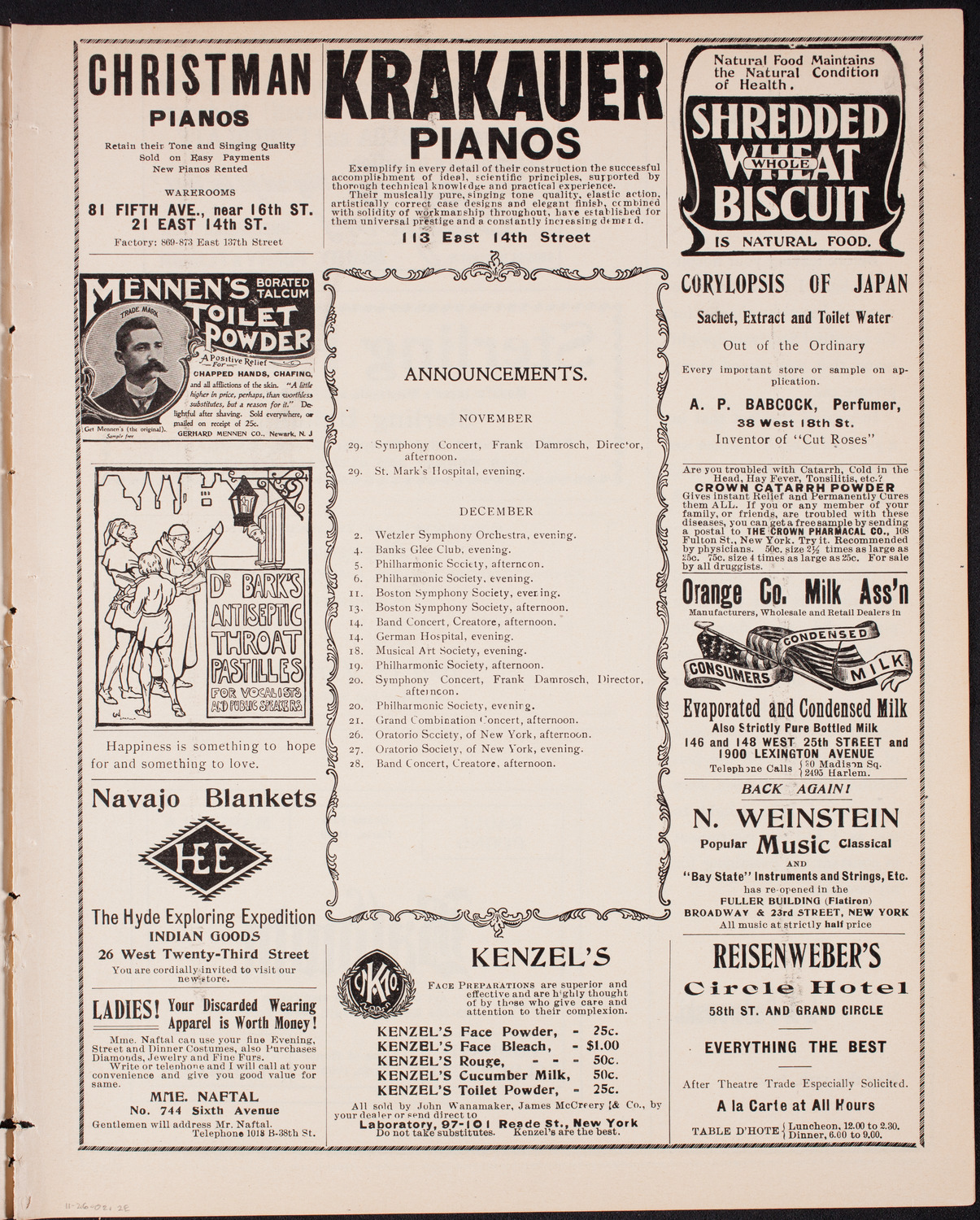Philadelphia Orchestra, November 26, 1902, program page 3