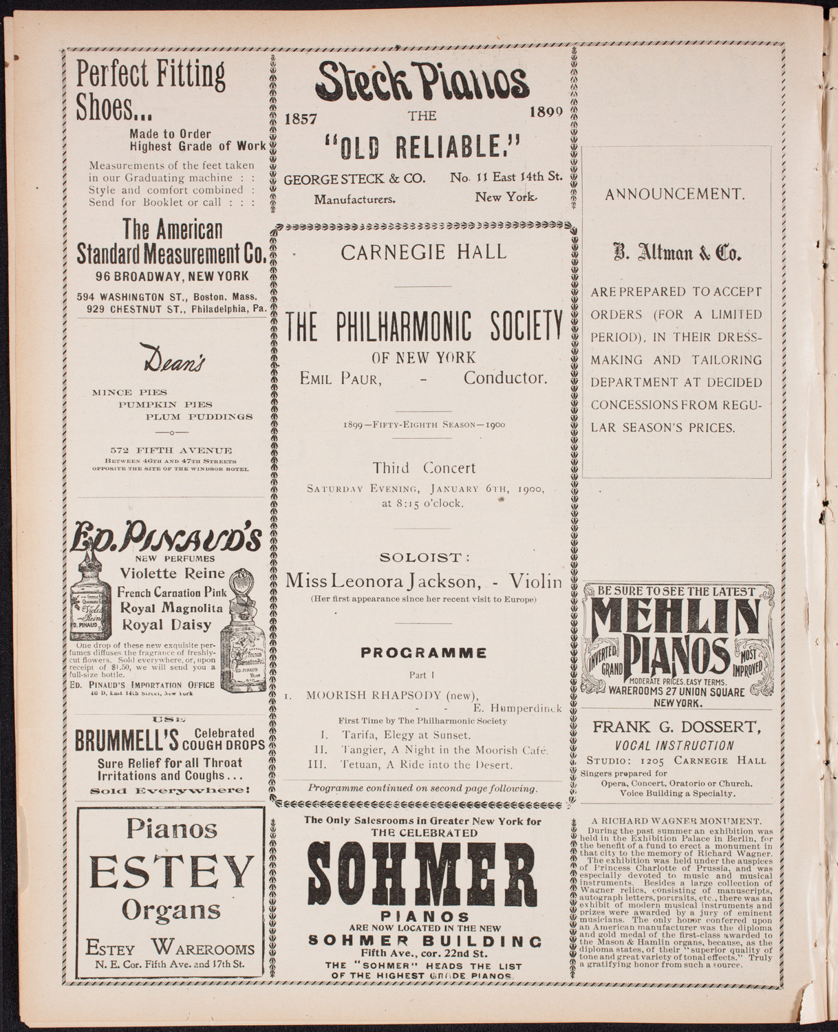 New York Philharmonic, January 6, 1900, program page 4