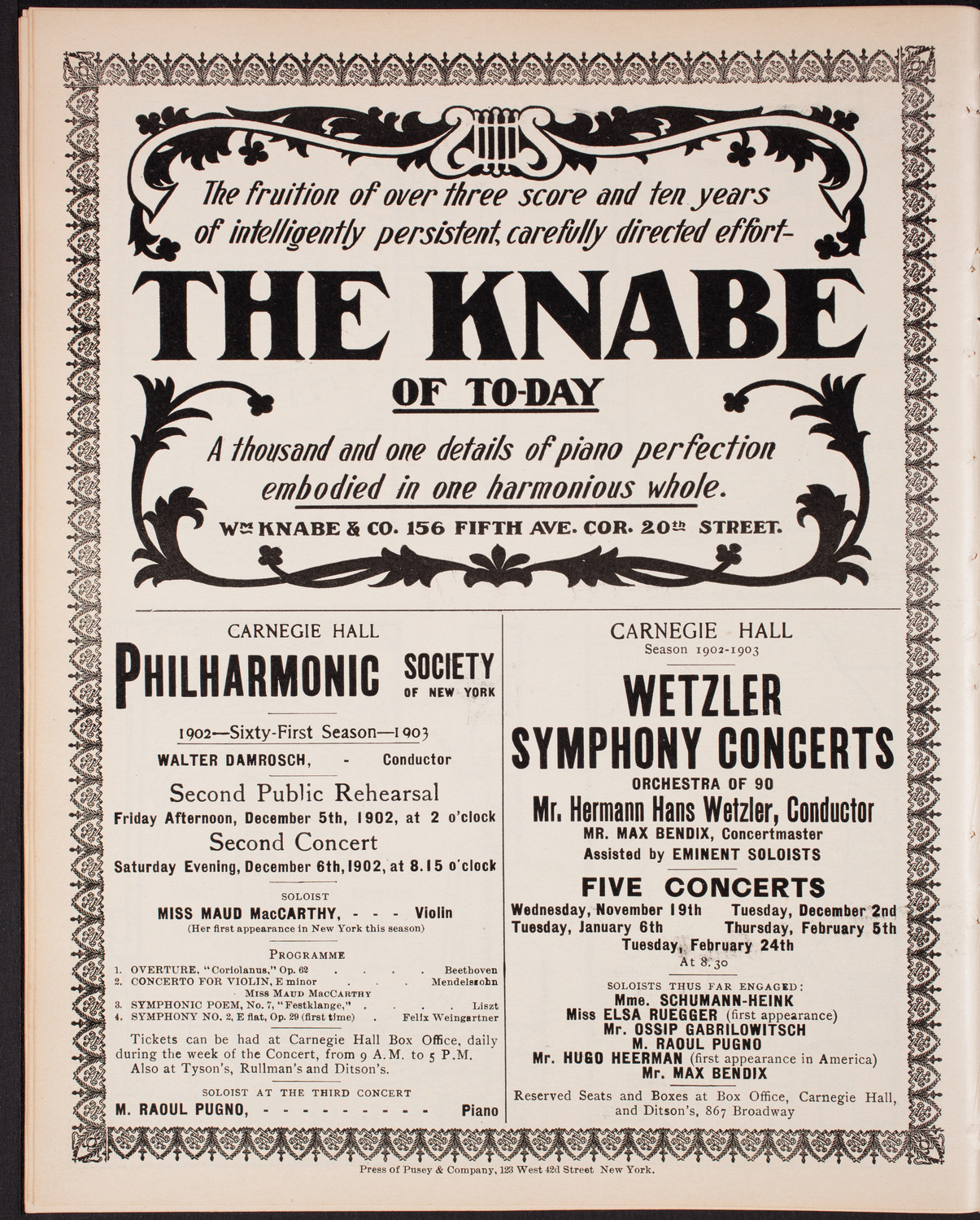 New York Philharmonic, November 15, 1902, program page 12
