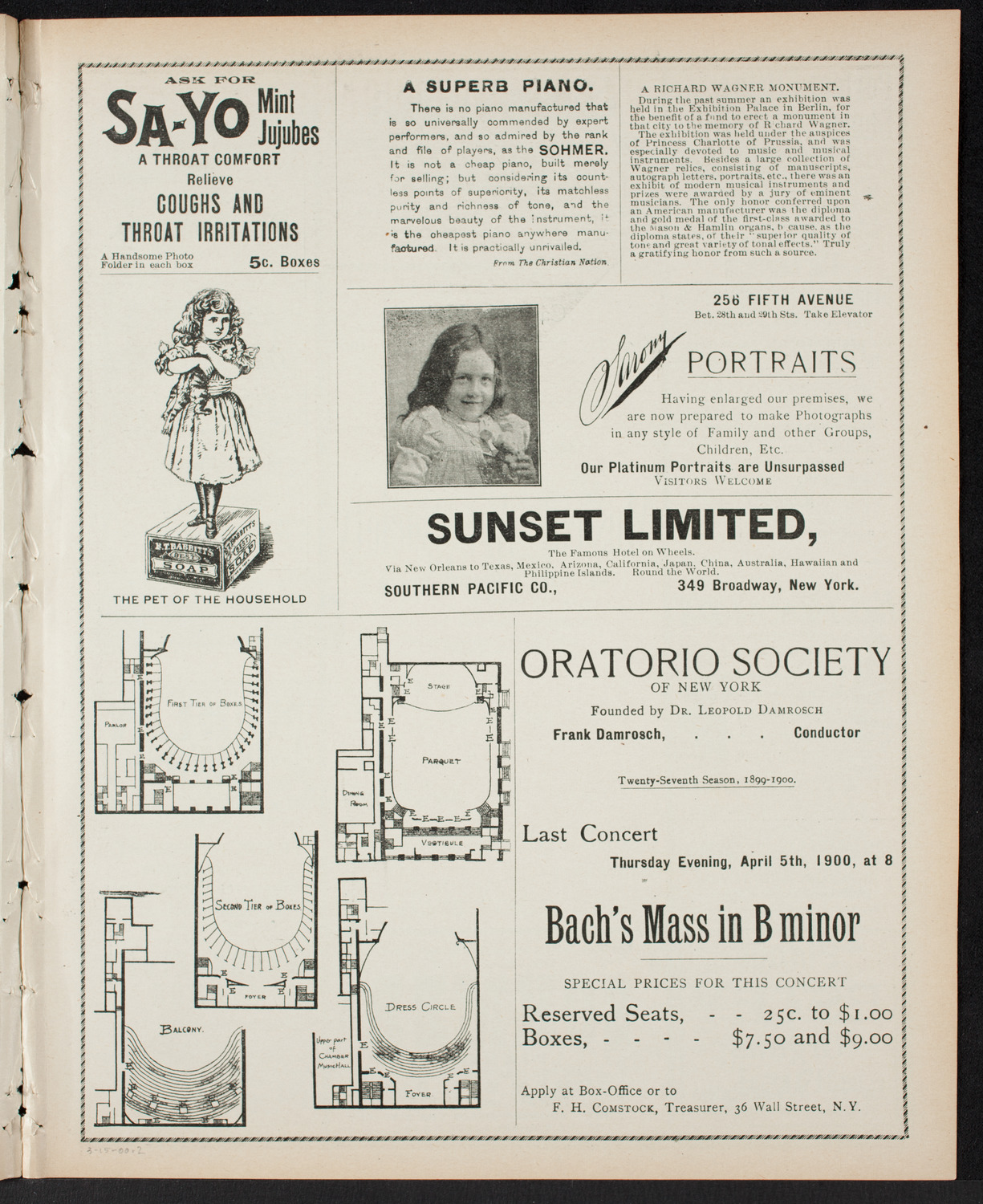 Musical Art Society of New York, March 15, 1900, program page 3