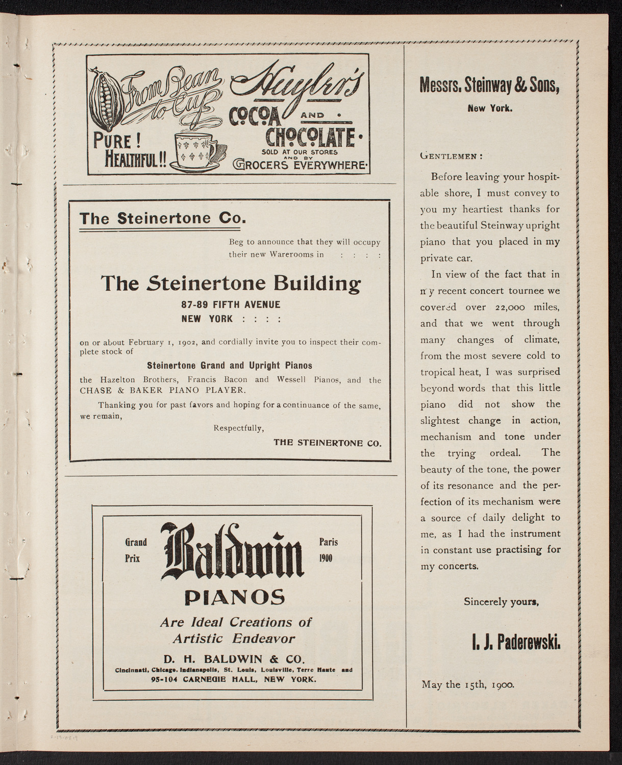 Albert Weinstein with Orchestra, February 13, 1902, program page 7