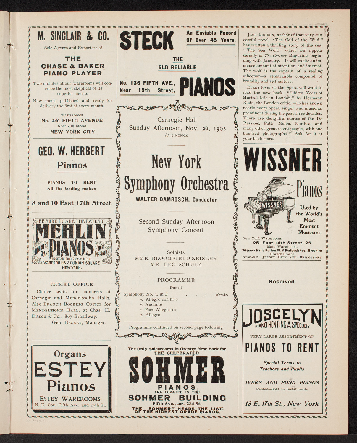 New York Symphony Orchestra, November 29, 1903, program page 5