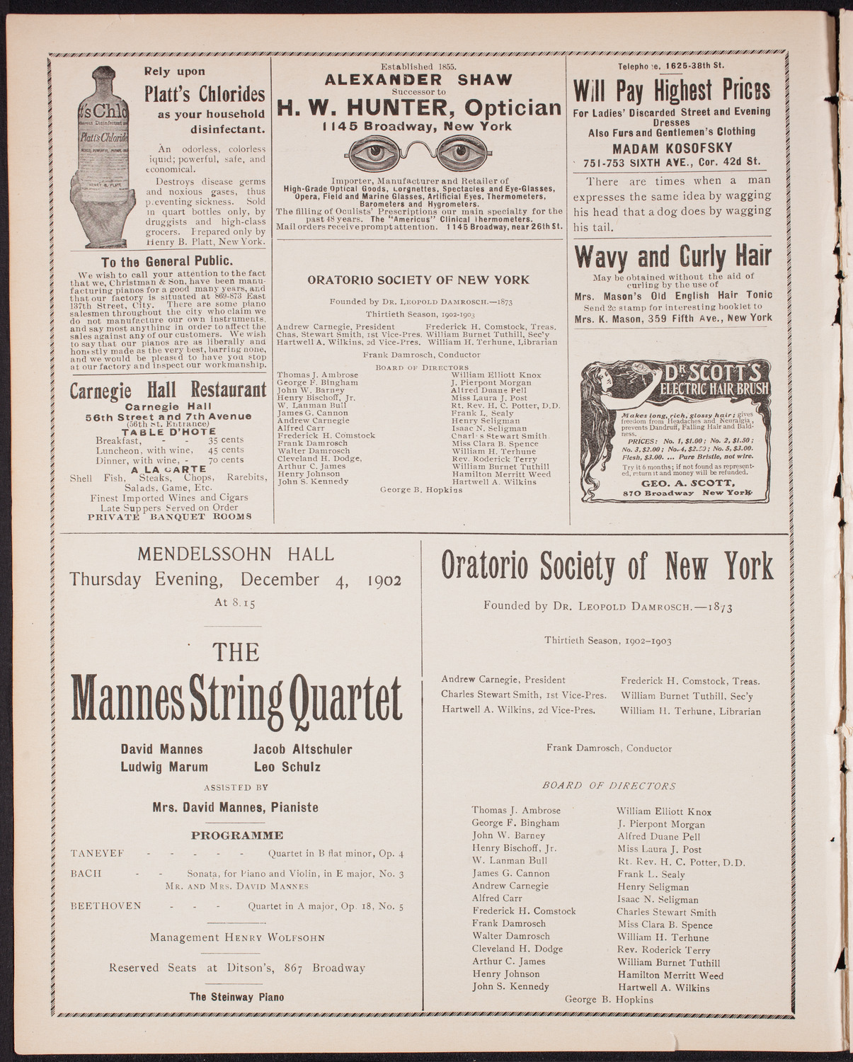 Benefit: St. Mark's Hospital, November 29, 1902, program page 2