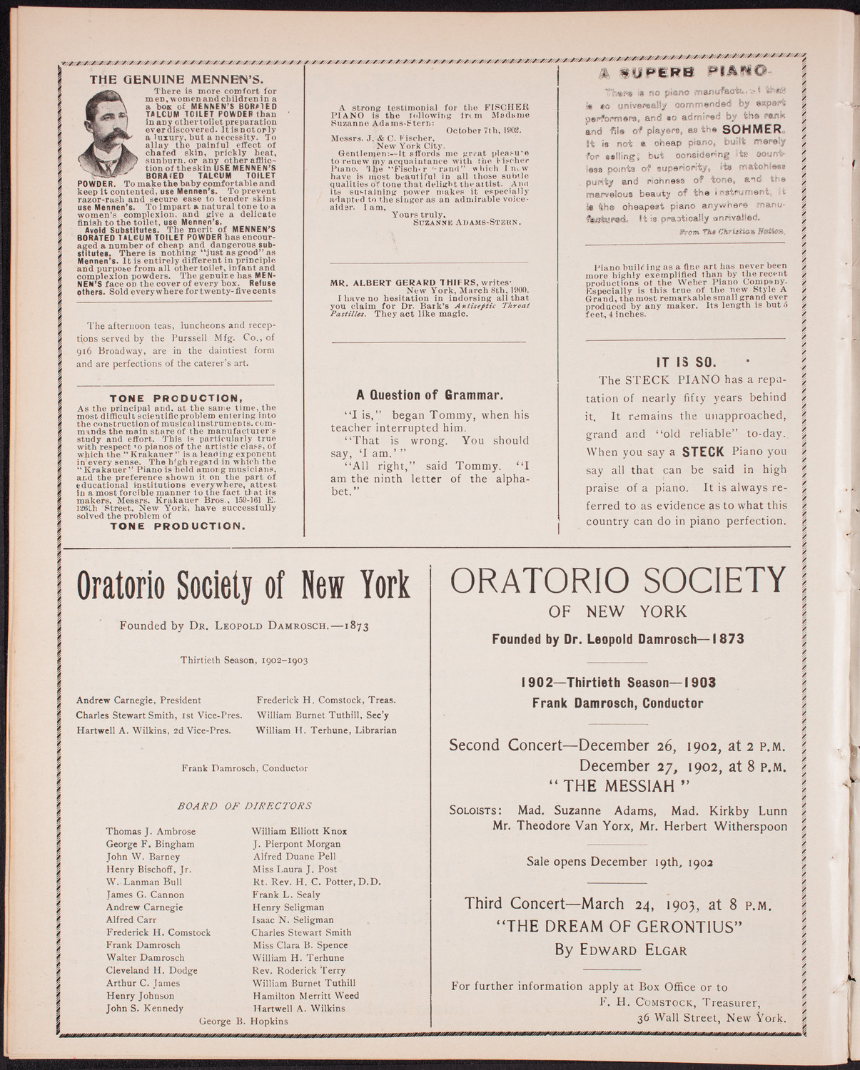 New York Banks' Glee Club, December 4, 1902, program page 10