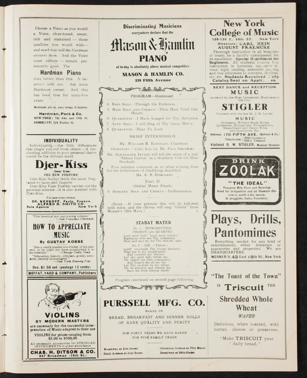 New York Festival Chorus and Orchestra, April 7, 1907, program page 7