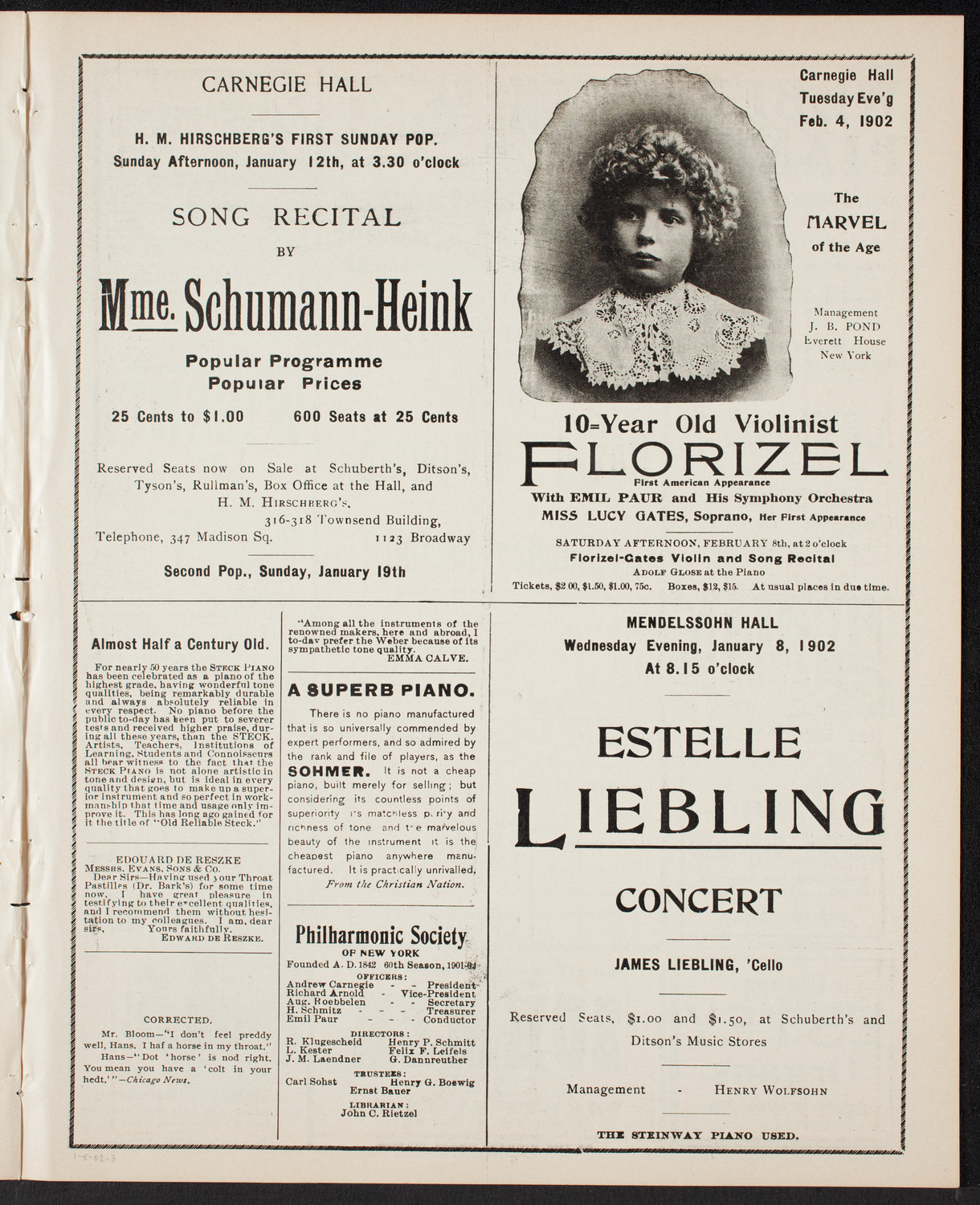 David Bispham, Baritone, January 5, 1902, program page 5