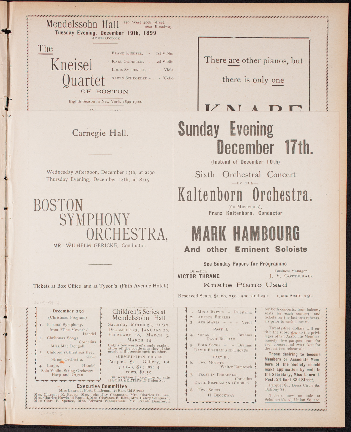 New York Philharmonic, December 9, 1899, program page 7