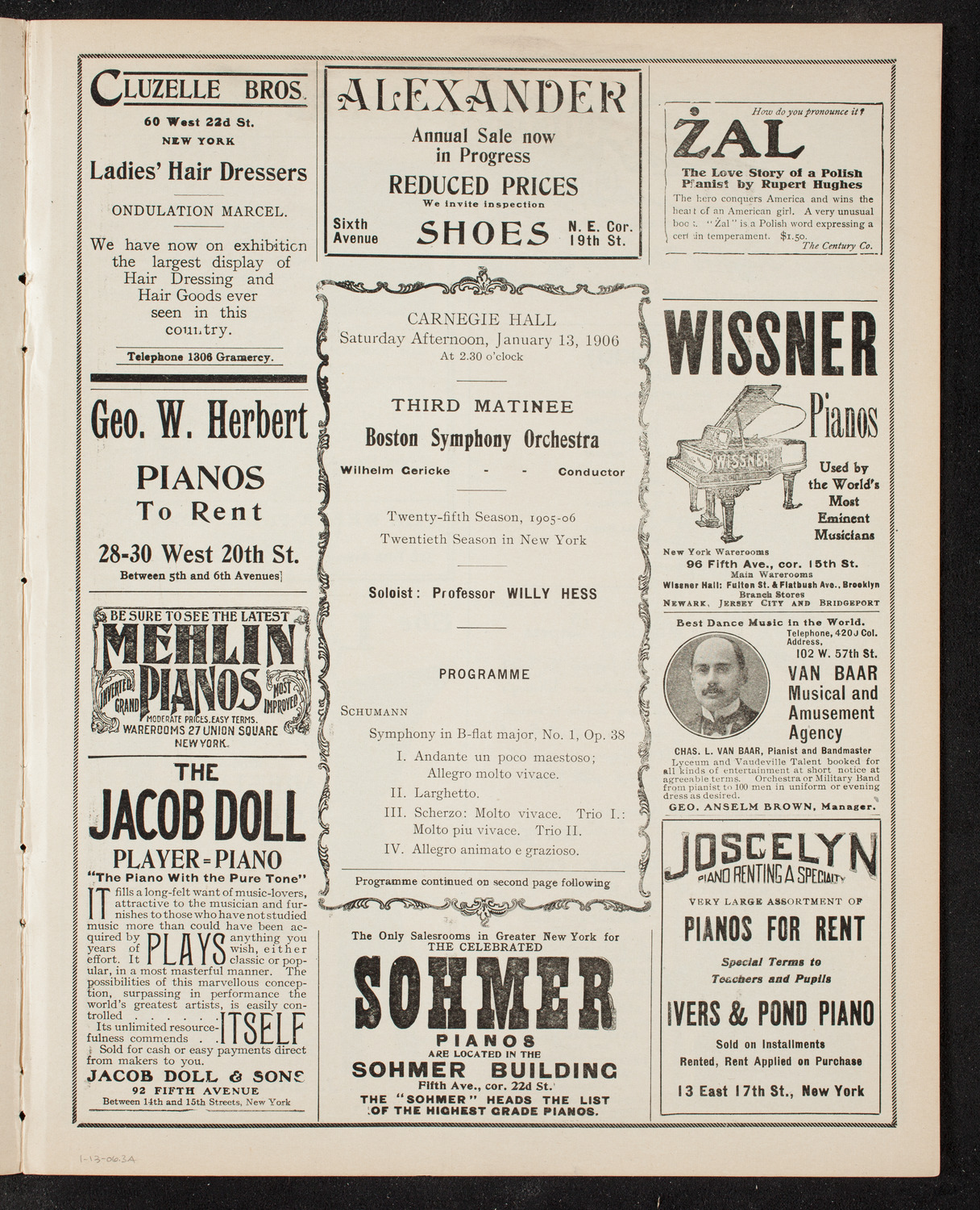 Boston Symphony Orchestra, January 13, 1906, program page 5