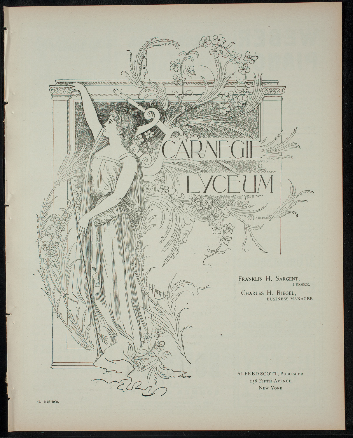 Columbia University Musical Society, February 23, 1900, program page 1