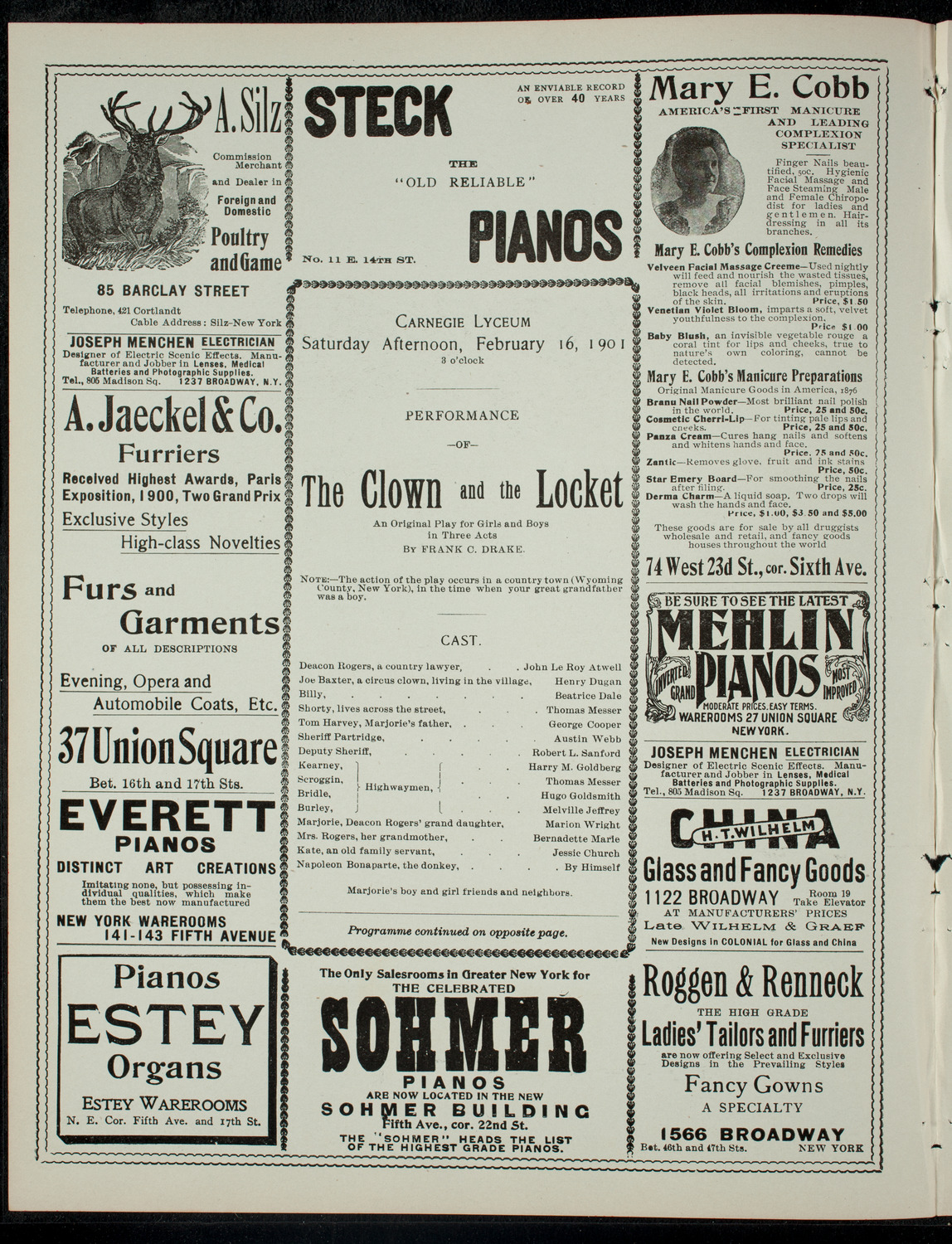 The Children's Theatre, February 16, 1901, program page 2