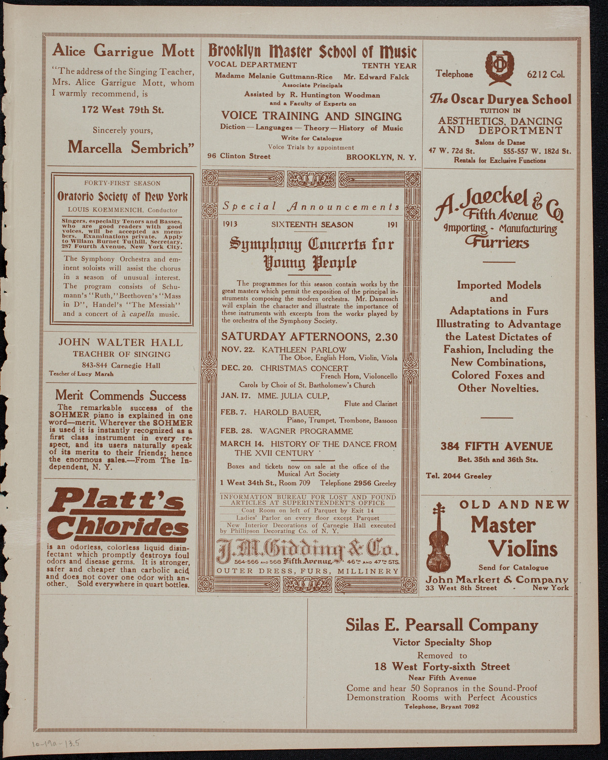 Jenny Dufau, Soprano, October 19, 1913, program page 9