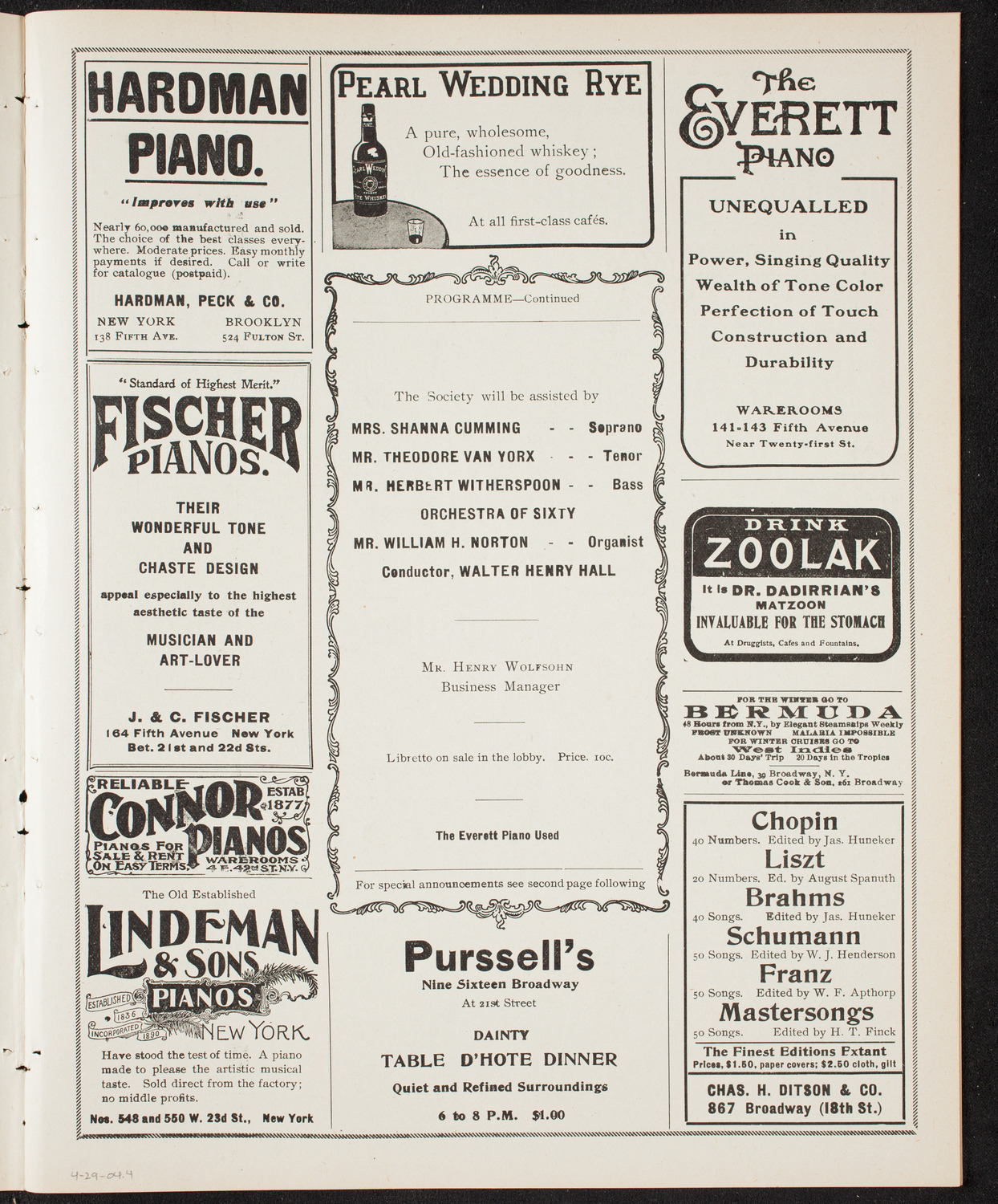 Oratorio Society of Brooklyn, April 29, 1904, program page 7