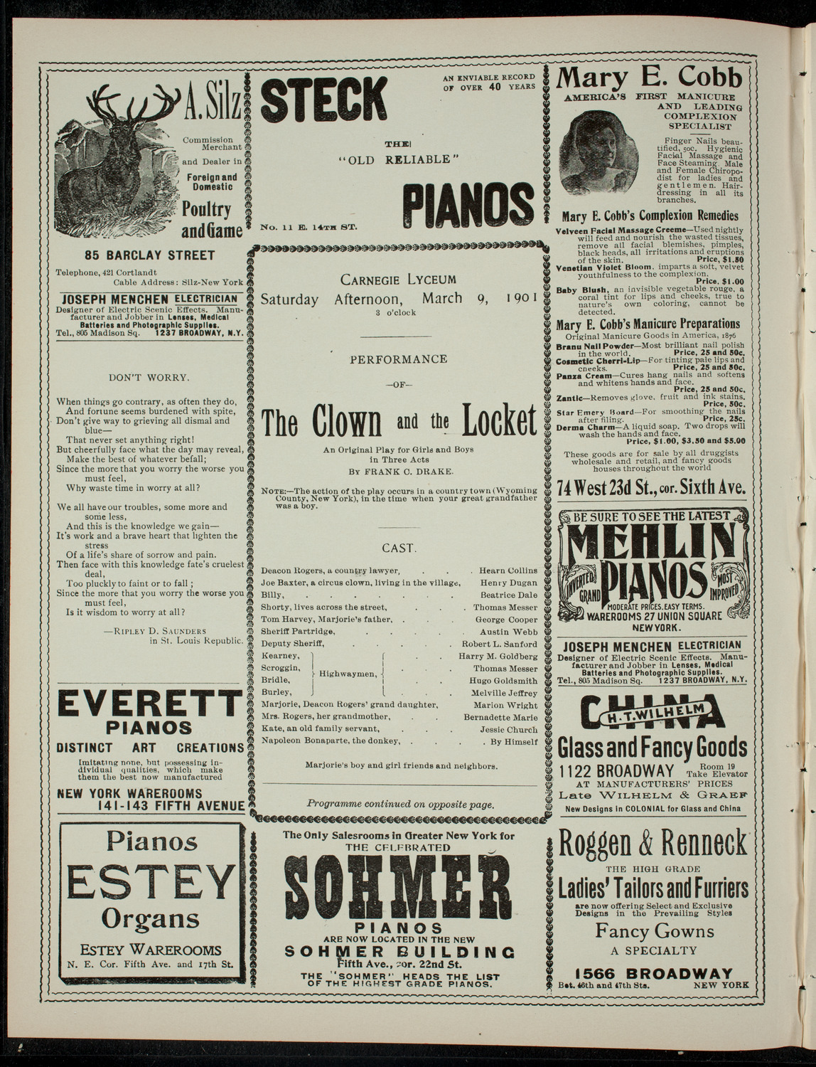 The Children's Theatre, March 9, 1901, program page 2