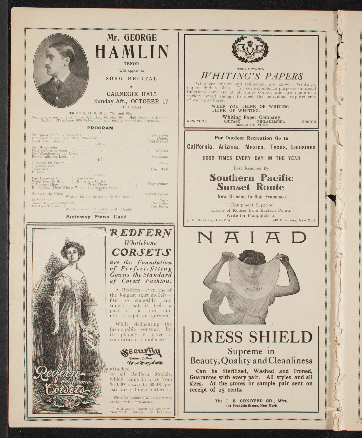 David Bispham, Baritone, October 10, 1909, program page 2