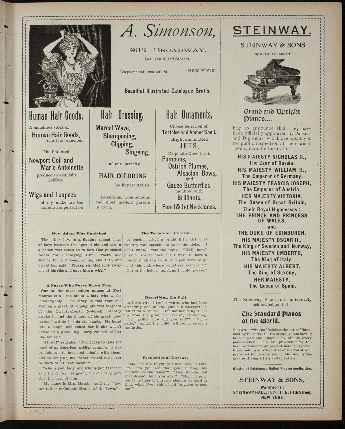 Isis League of Music and Drama Student Production, November 19, 1898, program page 5