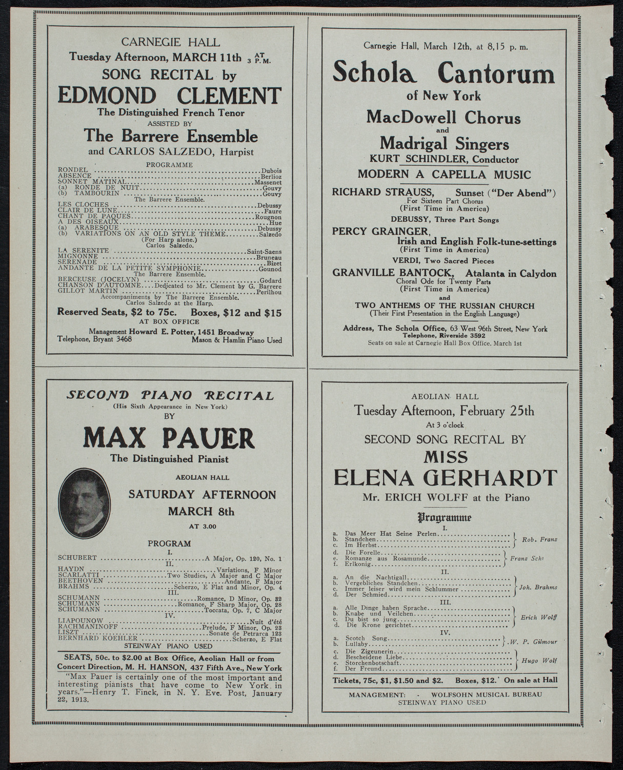 Julia Culp, Contralto, February 27, 1913, program page 10
