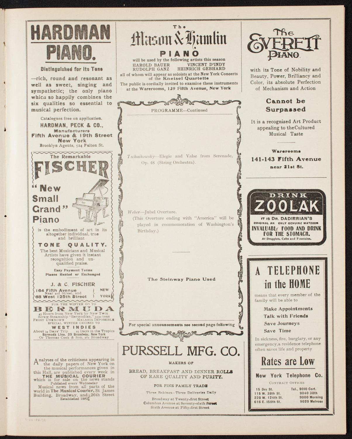 Volpe Symphony Society of New York, February 22, 1906, program page 7