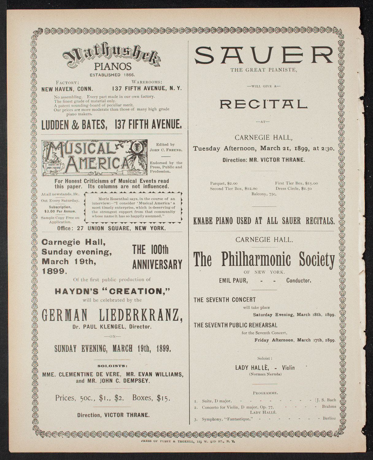 Blanche Marchesi, Soprano, March 15, 1899, program page 8