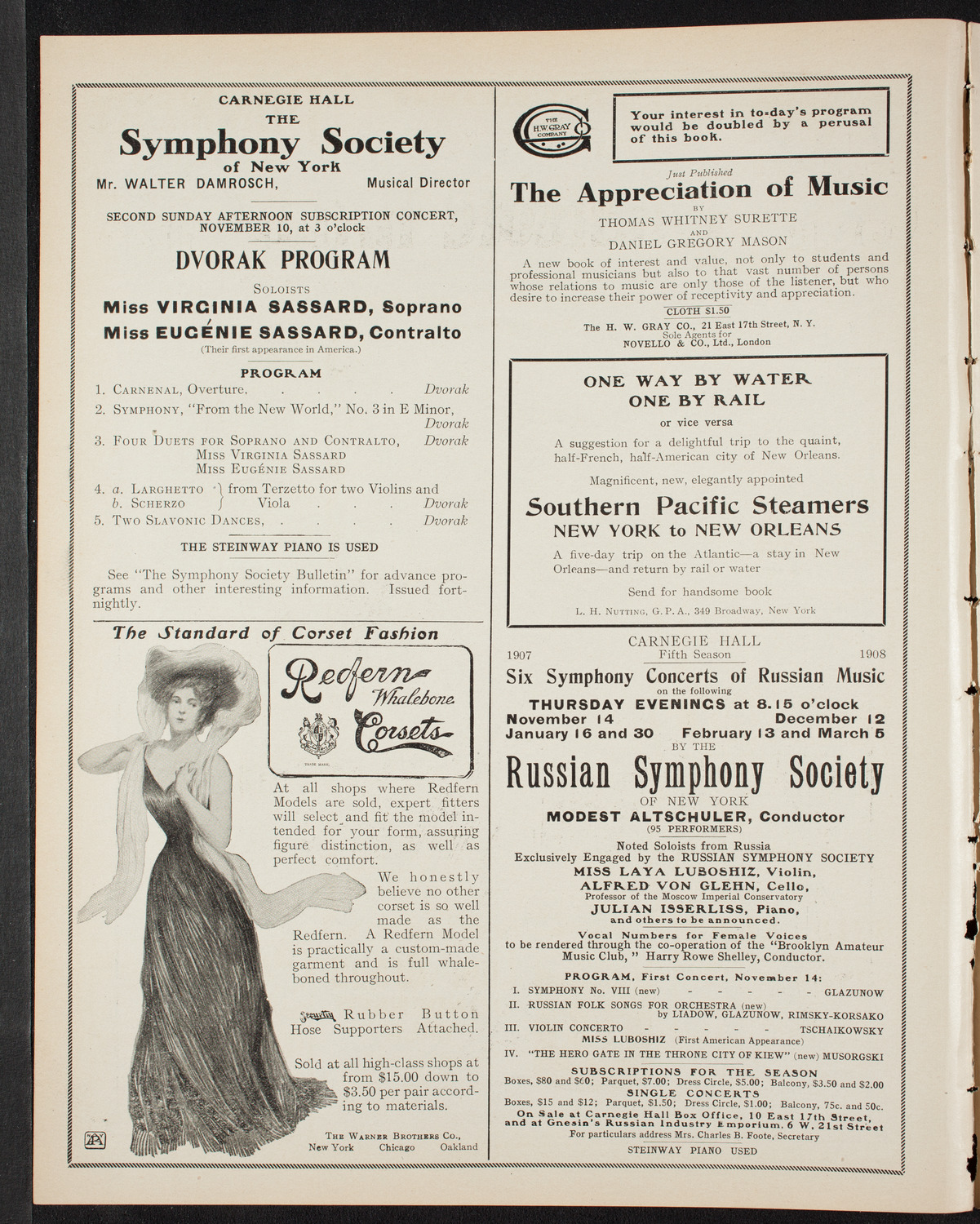 New York Symphony Orchestra, November 3, 1907, program page 2