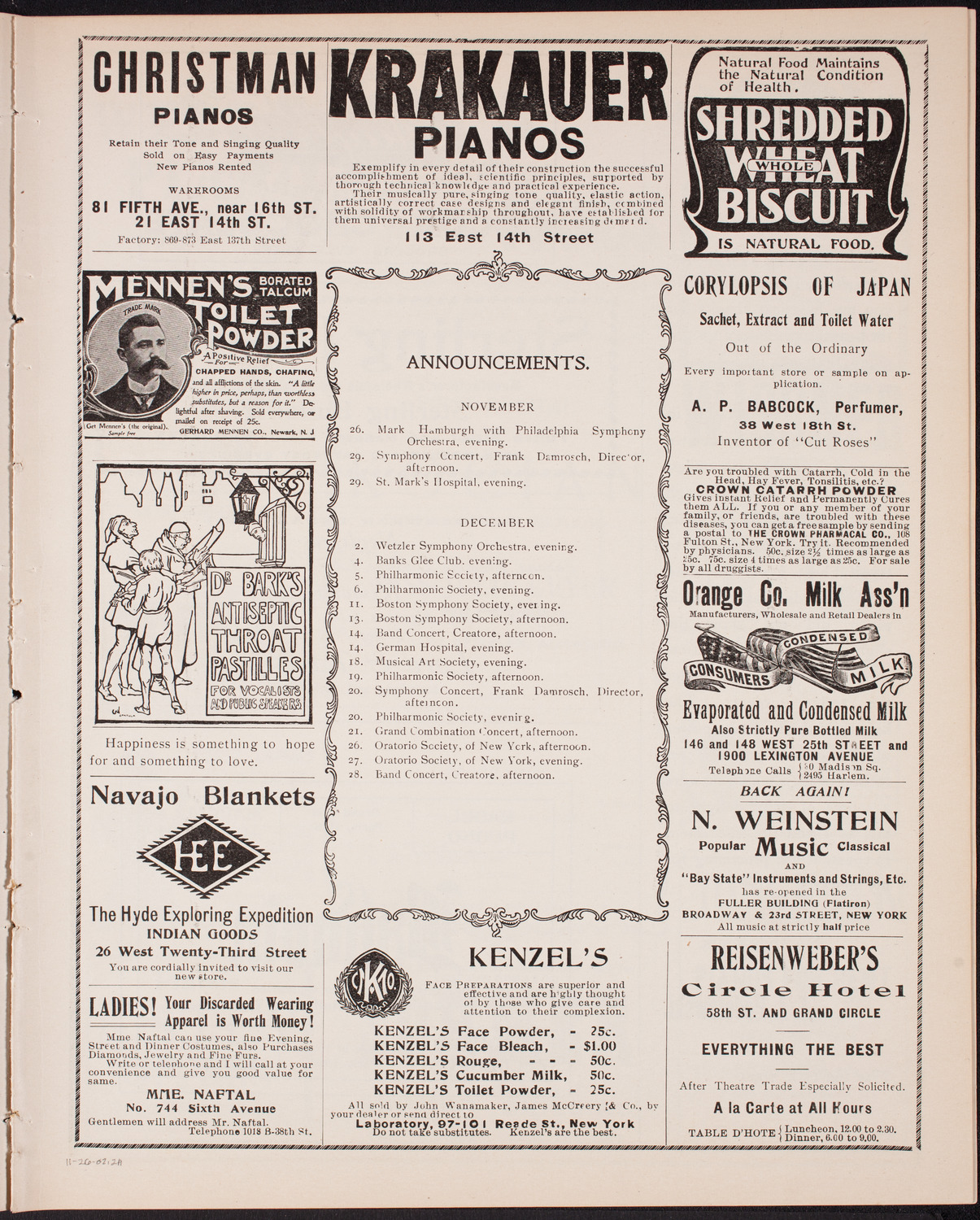 Jaroslav Kocian with Julie Geyer, November 26, 1902, program page 3
