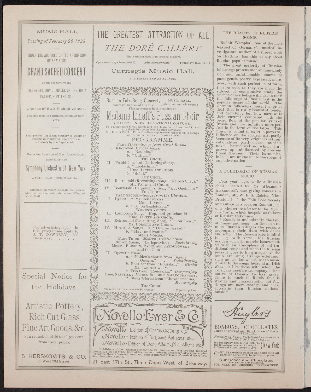 New York Symphony Orchestra, December 3, 1892, program page 6