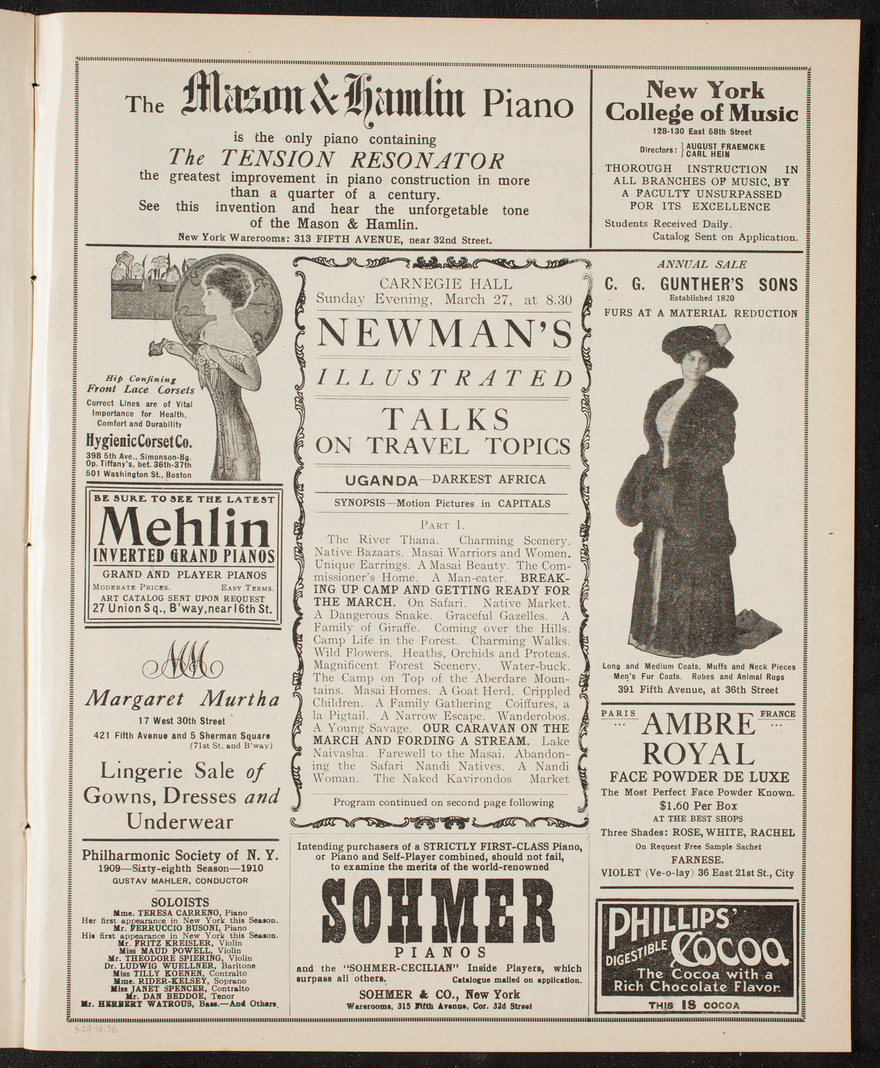 Newman's Illustrated Talks on Travel Topics, March 27, 1910, program page 5