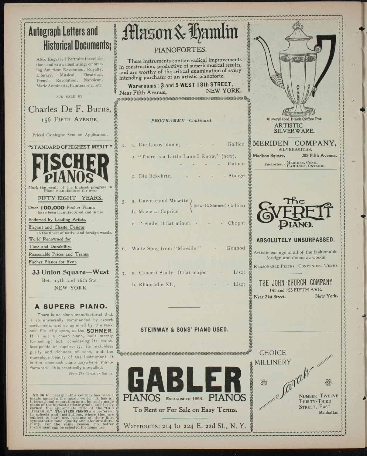 Rolf de Brandt-Rantzau, March 6, 1899, program page 6
