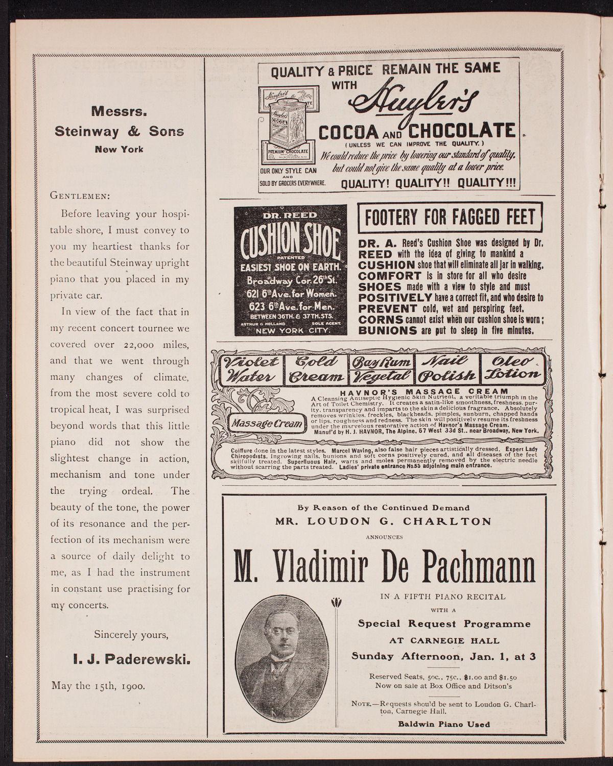 Eugène Ysaÿe, Violin, with the New York Symphony Orchestra, December 31, 1904, program page 4