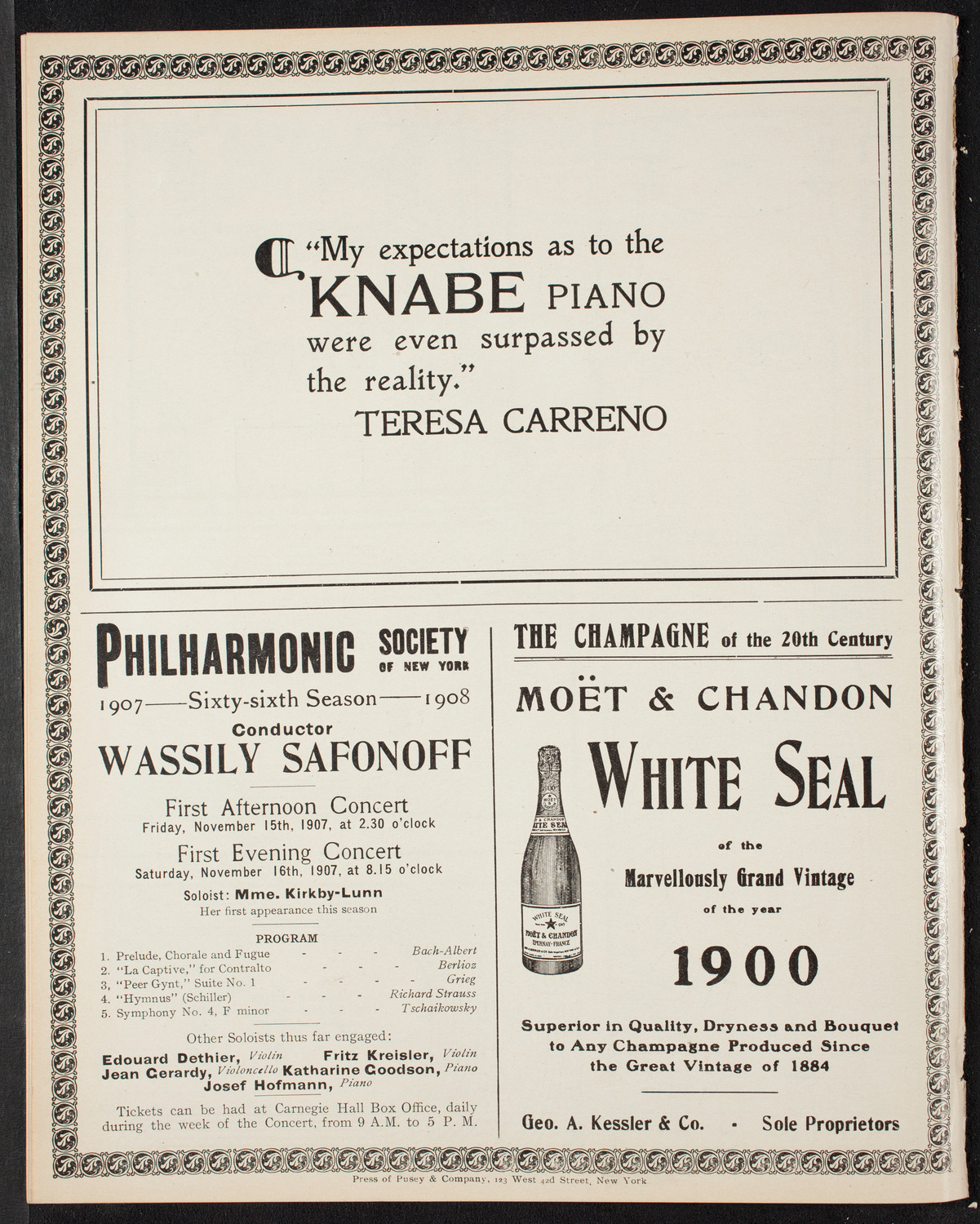 Philadelphia Orchestra, November 5, 1907, program page 14