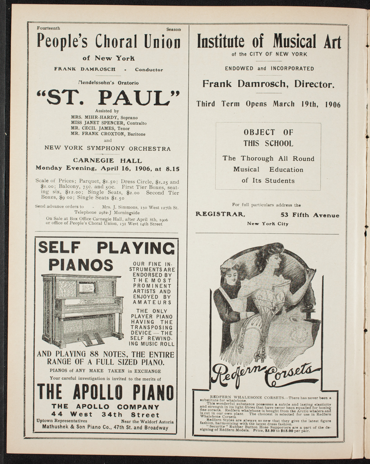 Russian Symphony Society of New York, April 8, 1906, program page 2