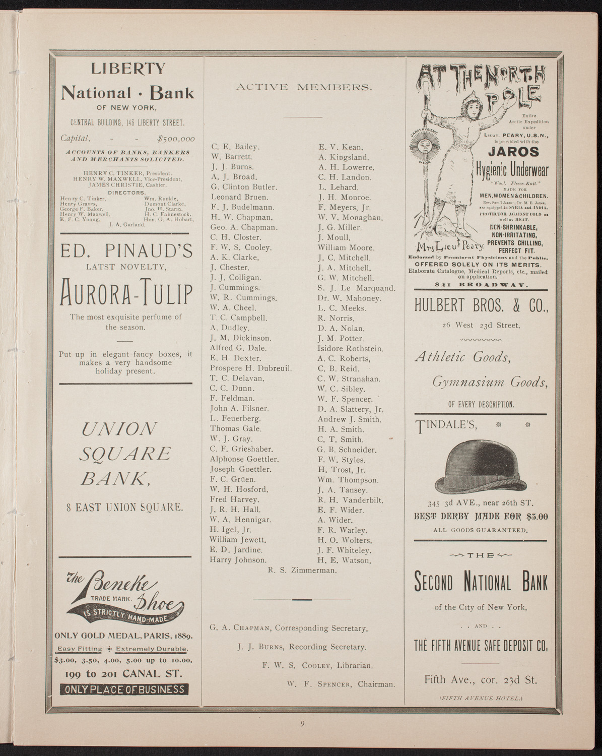 New York Banks' Glee Club, April 24, 1893, program page 9