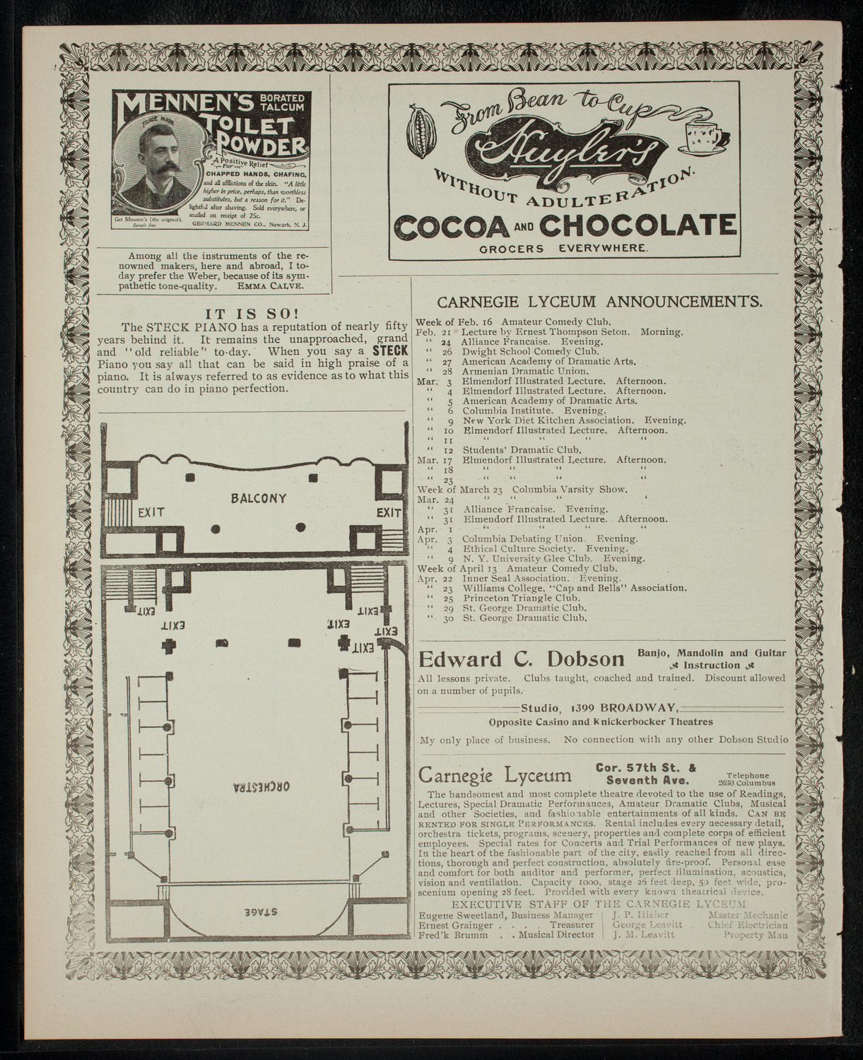 Amateur Comedy Club, February 20, 1903, program page 4