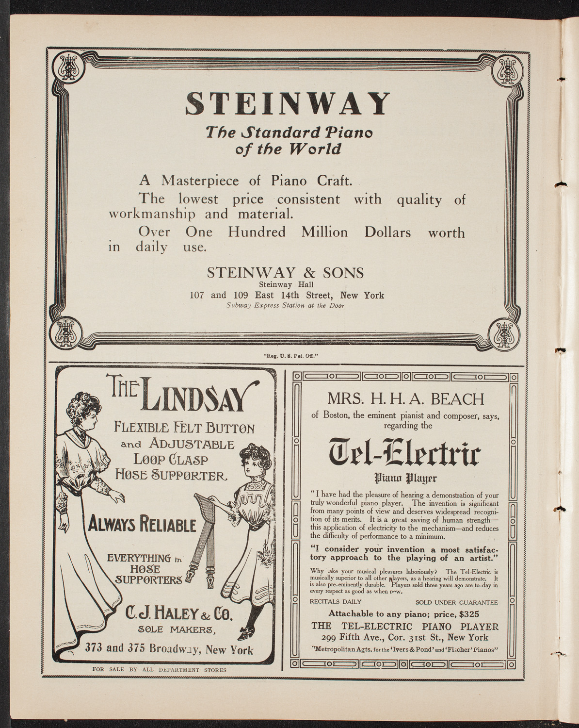 Benefit: Society of St. Vincent de Paul, May 2, 1909, program page 4