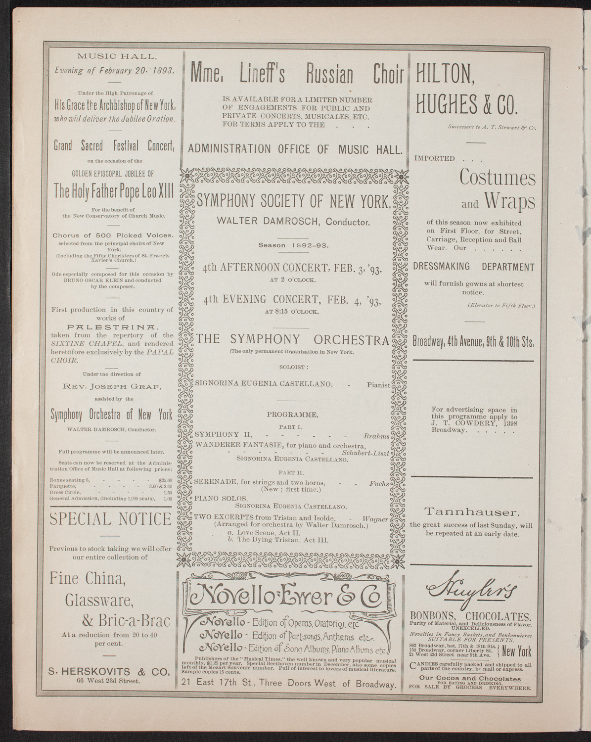 Ignacy Jan Paderewski, Piano, January 14, 1893, program page 6