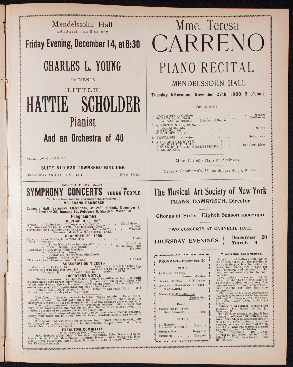 Oratorio Society of New York, November 24, 1900, program page 9