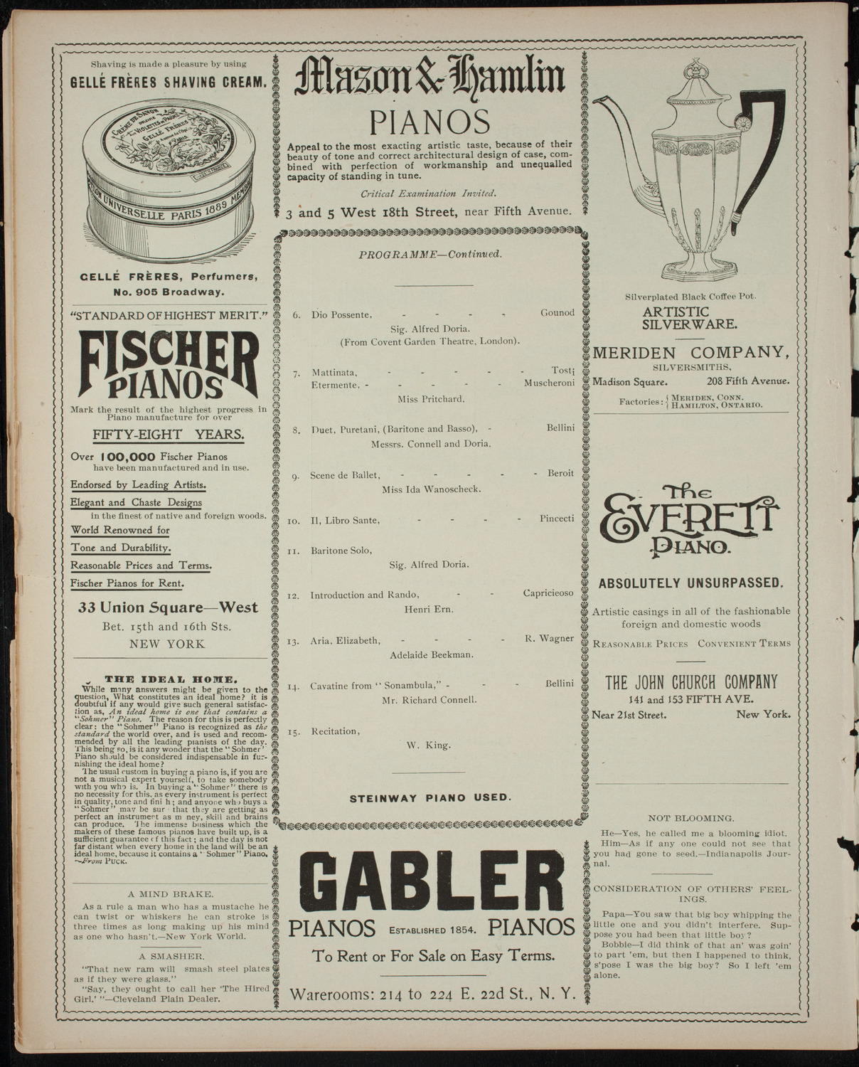 Benefit: Destitute and Homeless Children, October 31, 1898, program page 6