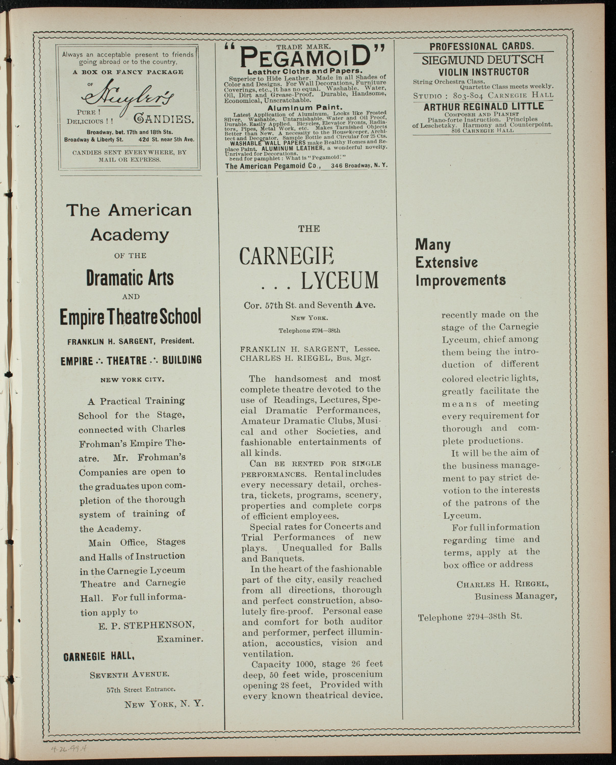 Harriet Webb, April 26, 1899, program page 7