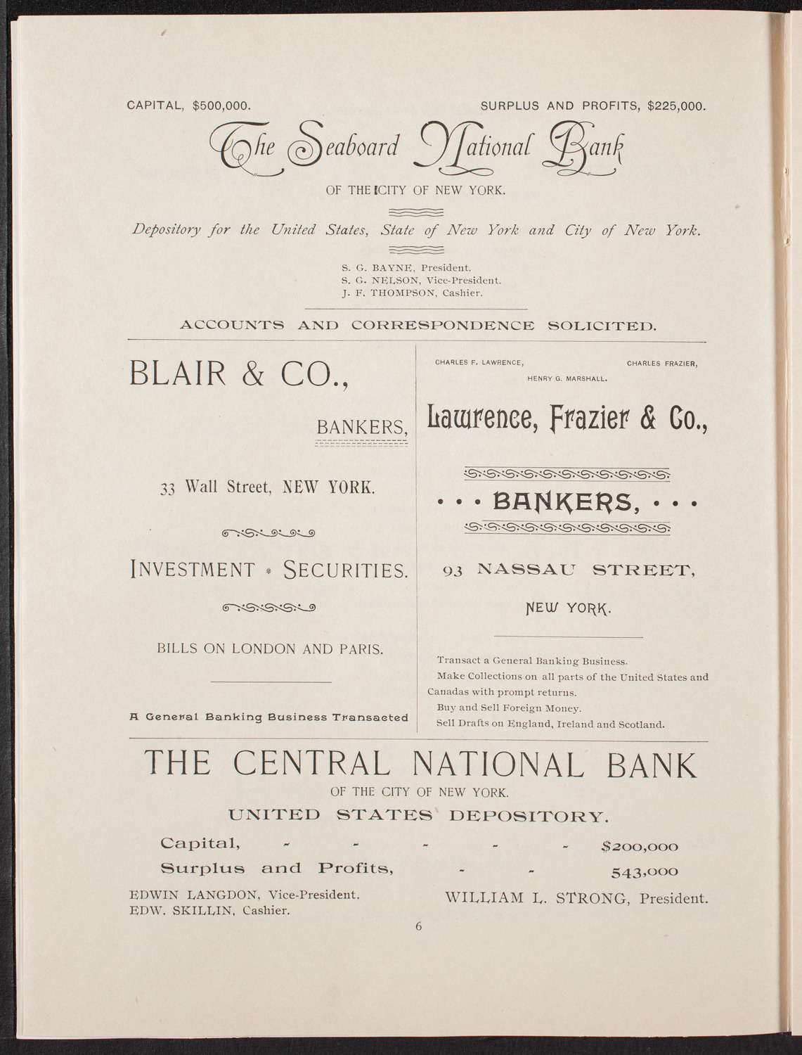 New York Banks' Glee Club, May 21, 1892, program page 7